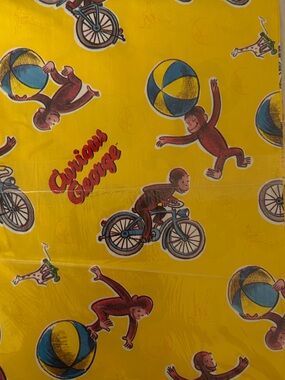 Carlton Cards Yellow Curious George Gift Wrap Red and Blue Accents (3 Sheets)